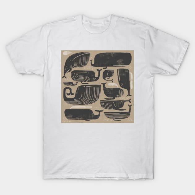 Sepia Whales T-Shirt by Gareth Lucas